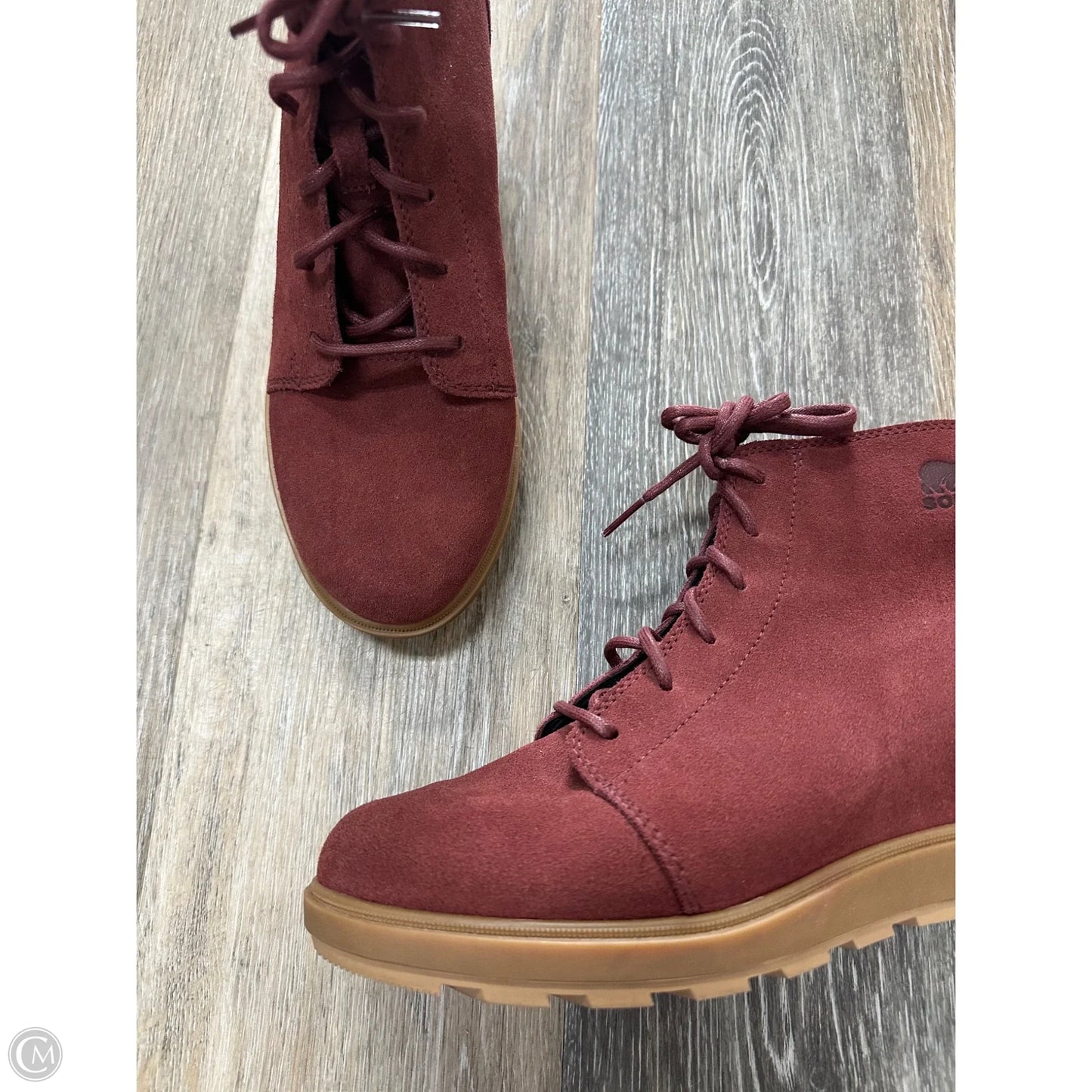 Boots Ankle Heels By Sorel In Maroon, Size: 9