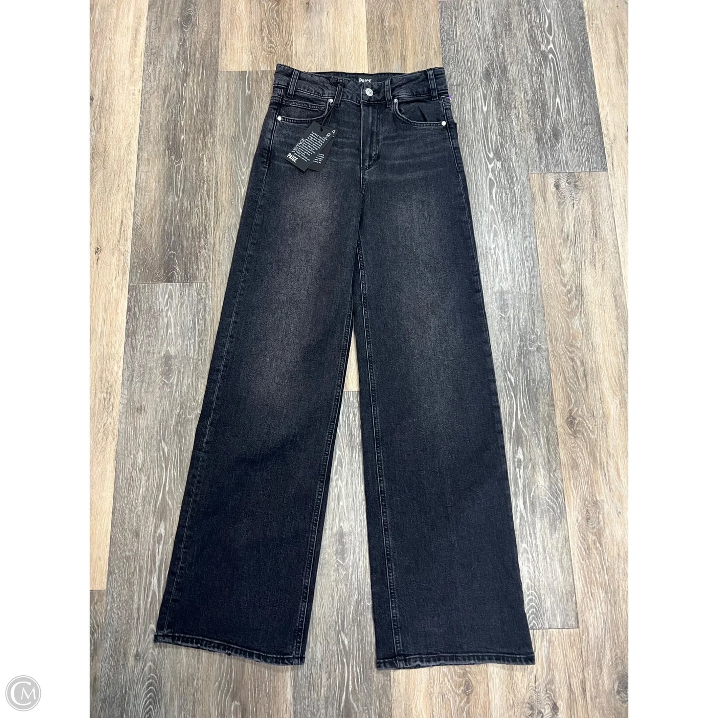 Jeans Wide Leg By Paige In Black Denim, Size: 2/26