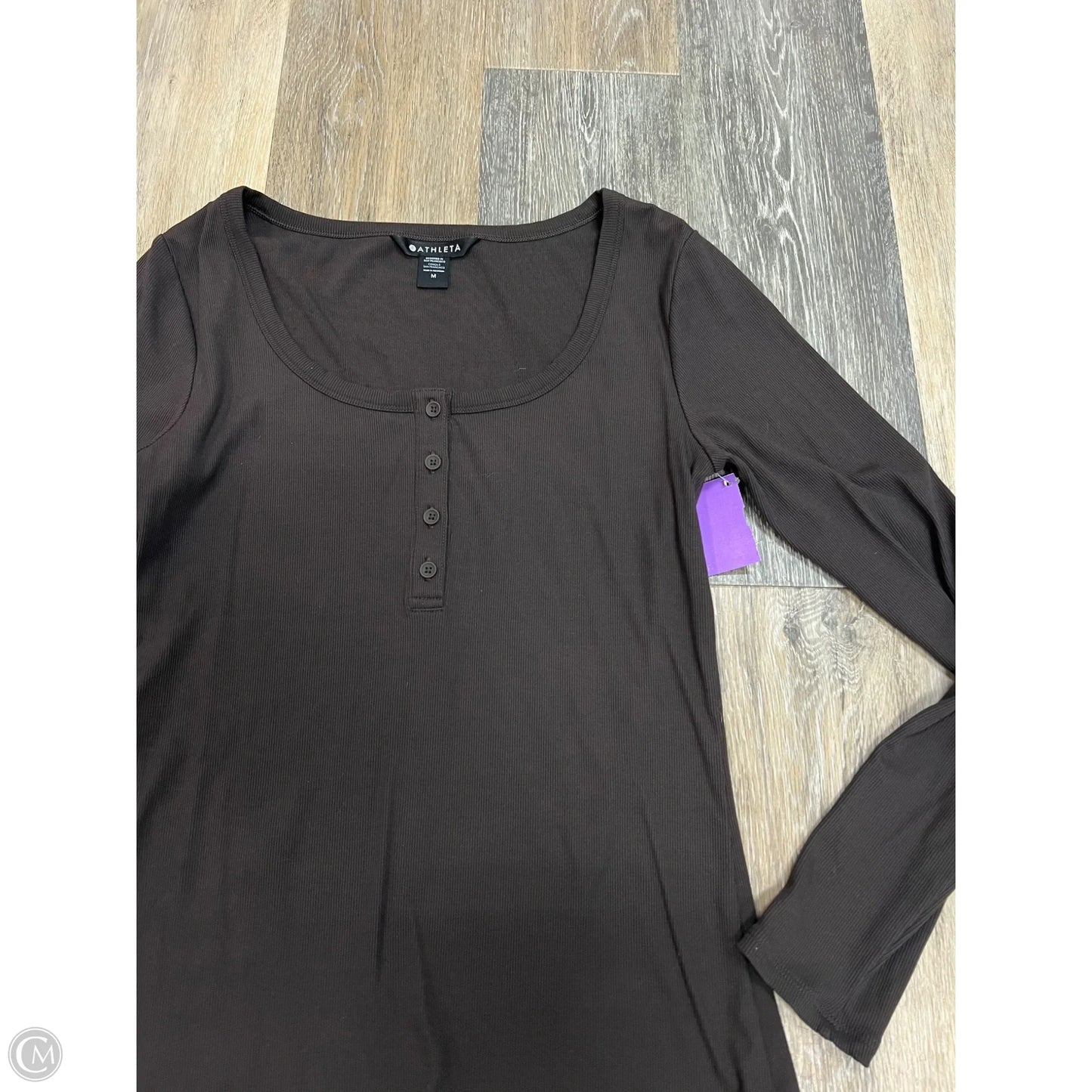 Top Long Sleeve By Athleta In Brown, Size: M