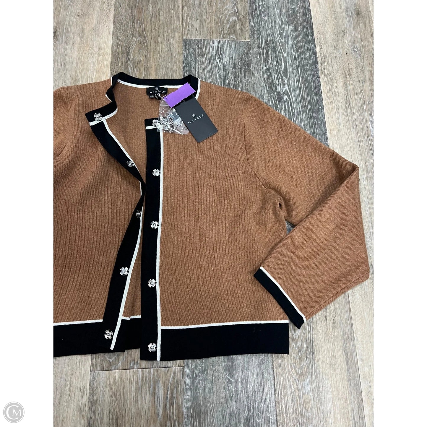 Sweater Cardigan By Marble In Tan, Size: S
