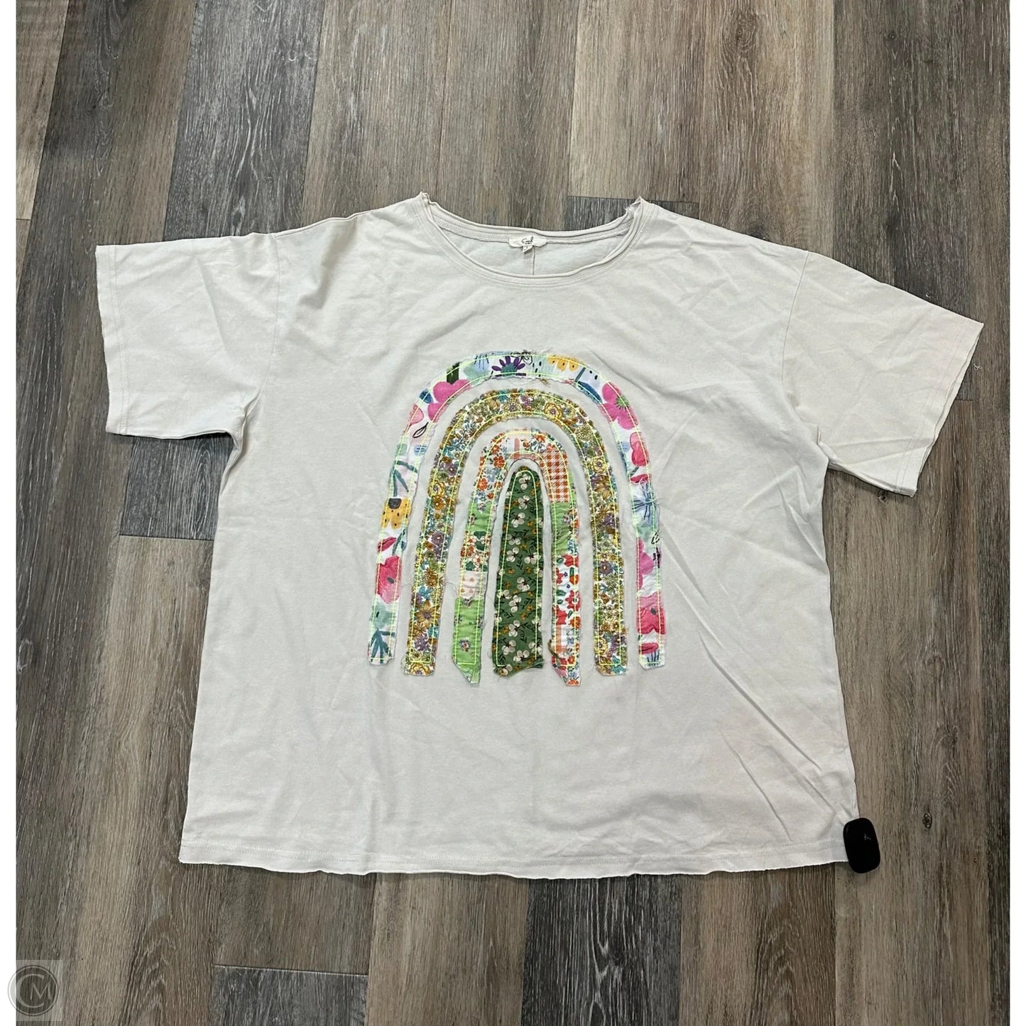 Top Short Sleeve By Easel In Cream, Size: L