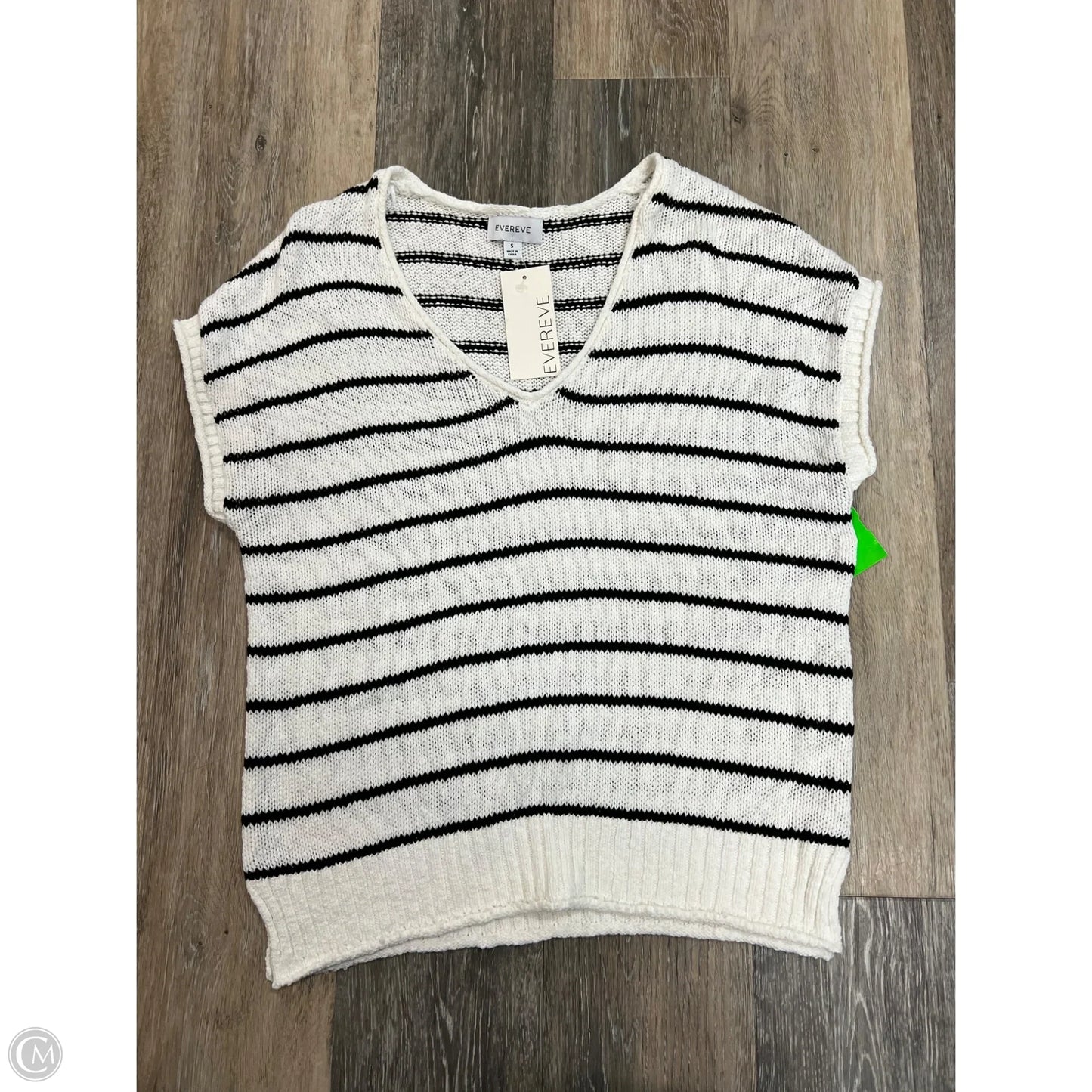 Sweater Short Sleeve By Evereve In Striped Pattern, Size: S