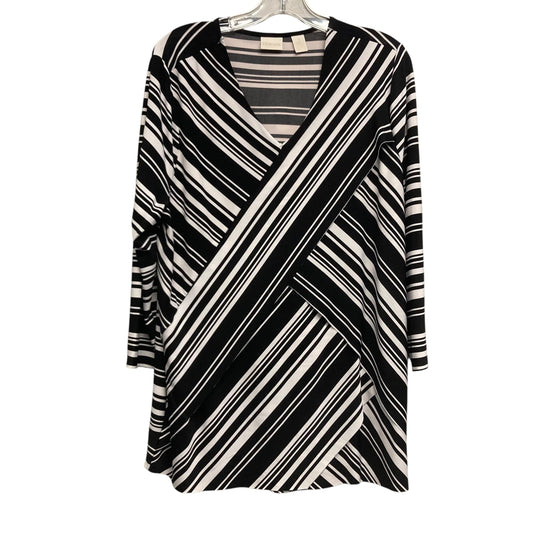 Top 3/4 Sleeve By Chicos In Striped Pattern, Size:Xl
