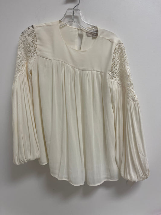 Cream Top Long Sleeve Loft, Size Xs