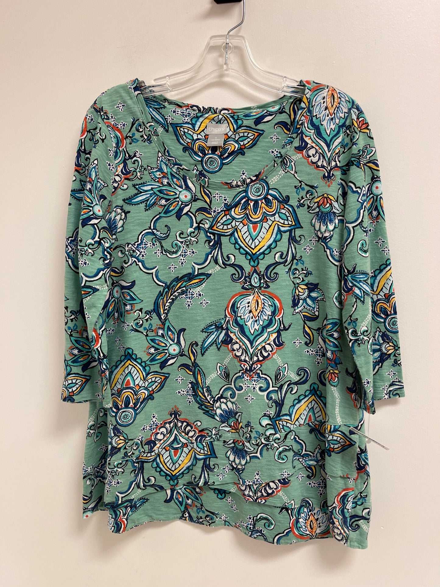 Top Long Sleeve By Chicos In Green, Size: M