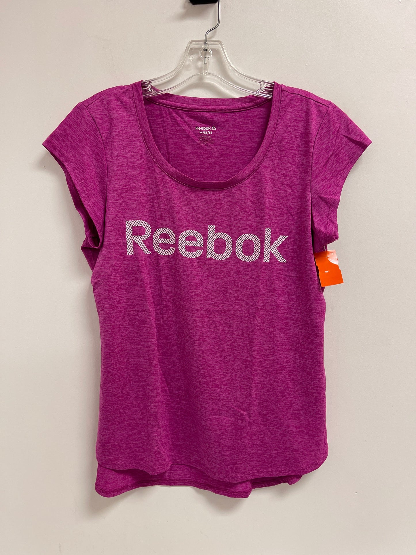 Athletic Top Short Sleeve By Reebok In Pink, Size: M