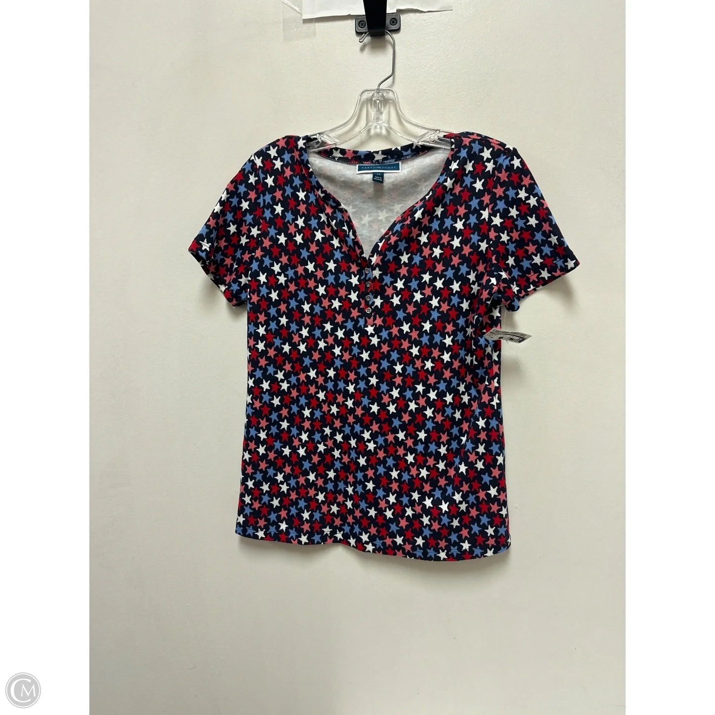 Top Short Sleeve By Karen Scott In Blue & Red & White, Size: Xs