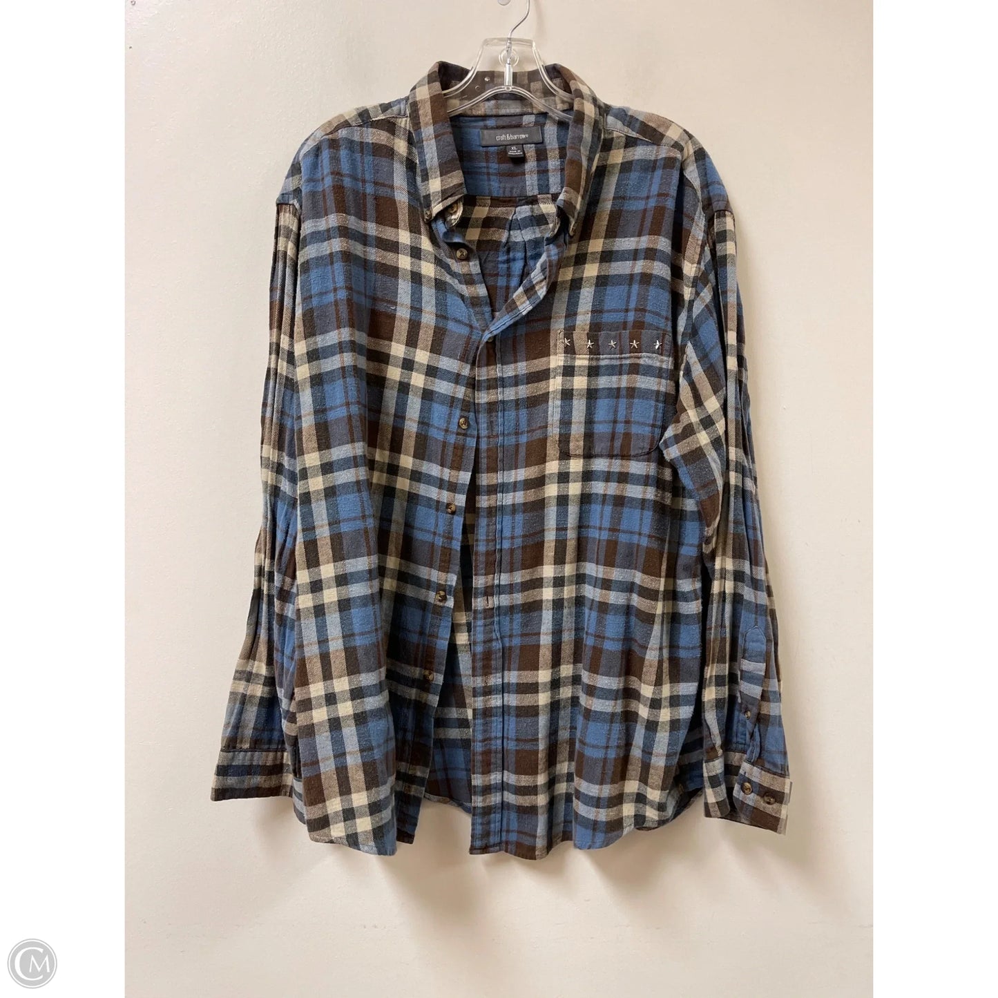 Blouse Long Sleeve By Croft And Barrow In Plaid Pattern, Size: Xl