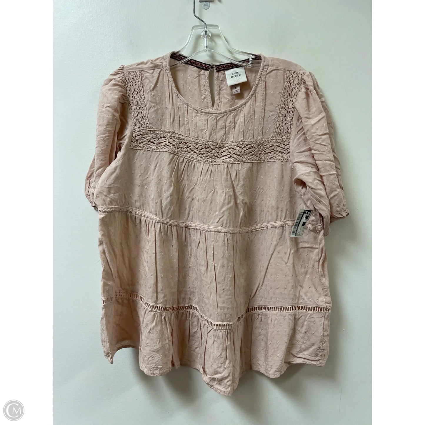 Top Short Sleeve By Knox Rose In Pink, Size: L