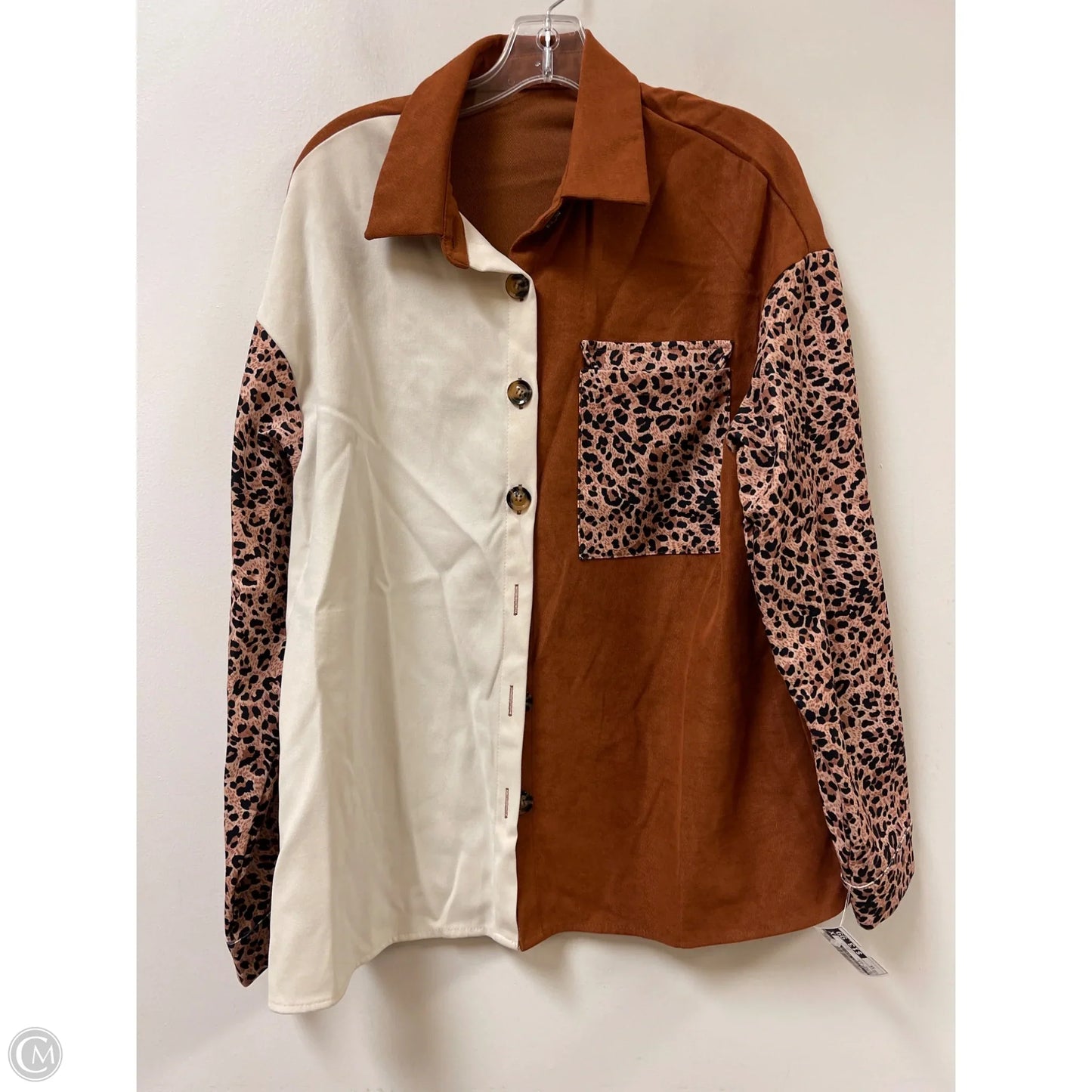 Blouse Long Sleeve By Clothes Mentor In Animal Print, Size: 1x