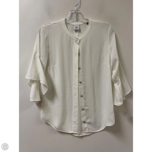 Blouse Long Sleeve By Cabi In White, Size: Xs