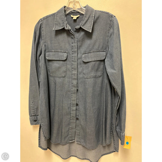 Blouse Long Sleeve By Cato In Navy, Size: S