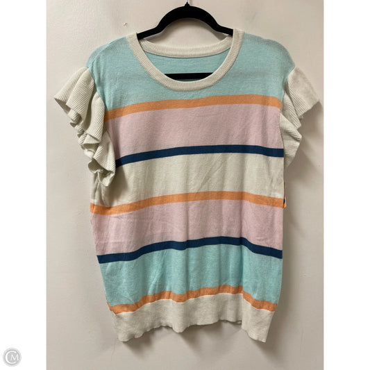Sweater Short Sleeve By Clothes Mentor In Striped Pattern, Size: Xl