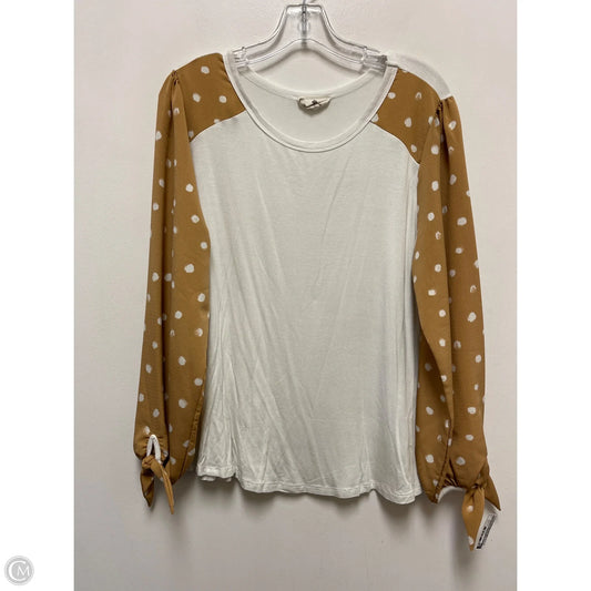Top Long Sleeve By Betseys Boutique Shop In Tan & White, Size: Xl