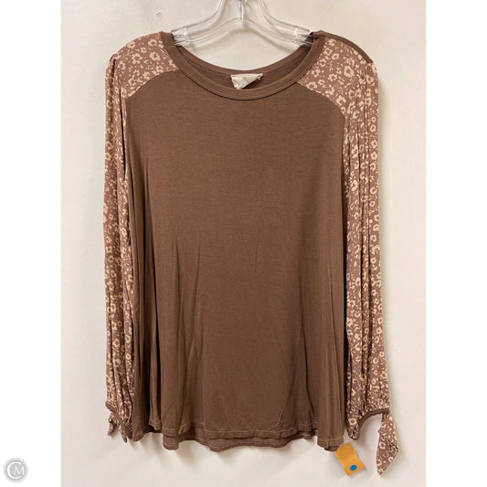 Top Long Sleeve By Betseys Boutique Shop In Brown, Size: Xl