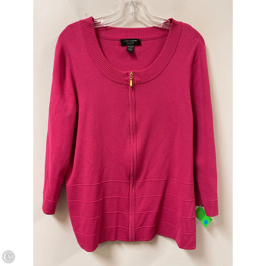 Sweater Cardigan By Cable And Gauge In Pink, Size: 1x