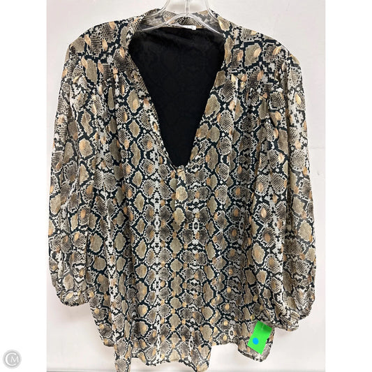 Top Long Sleeve By Retrology In Black & Gold, Size: 3x