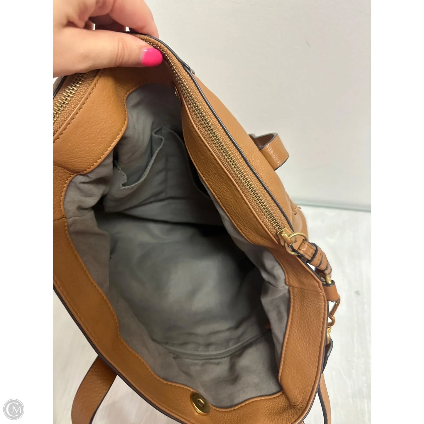 Handbag Leather By Vince Camuto, Size: Medium