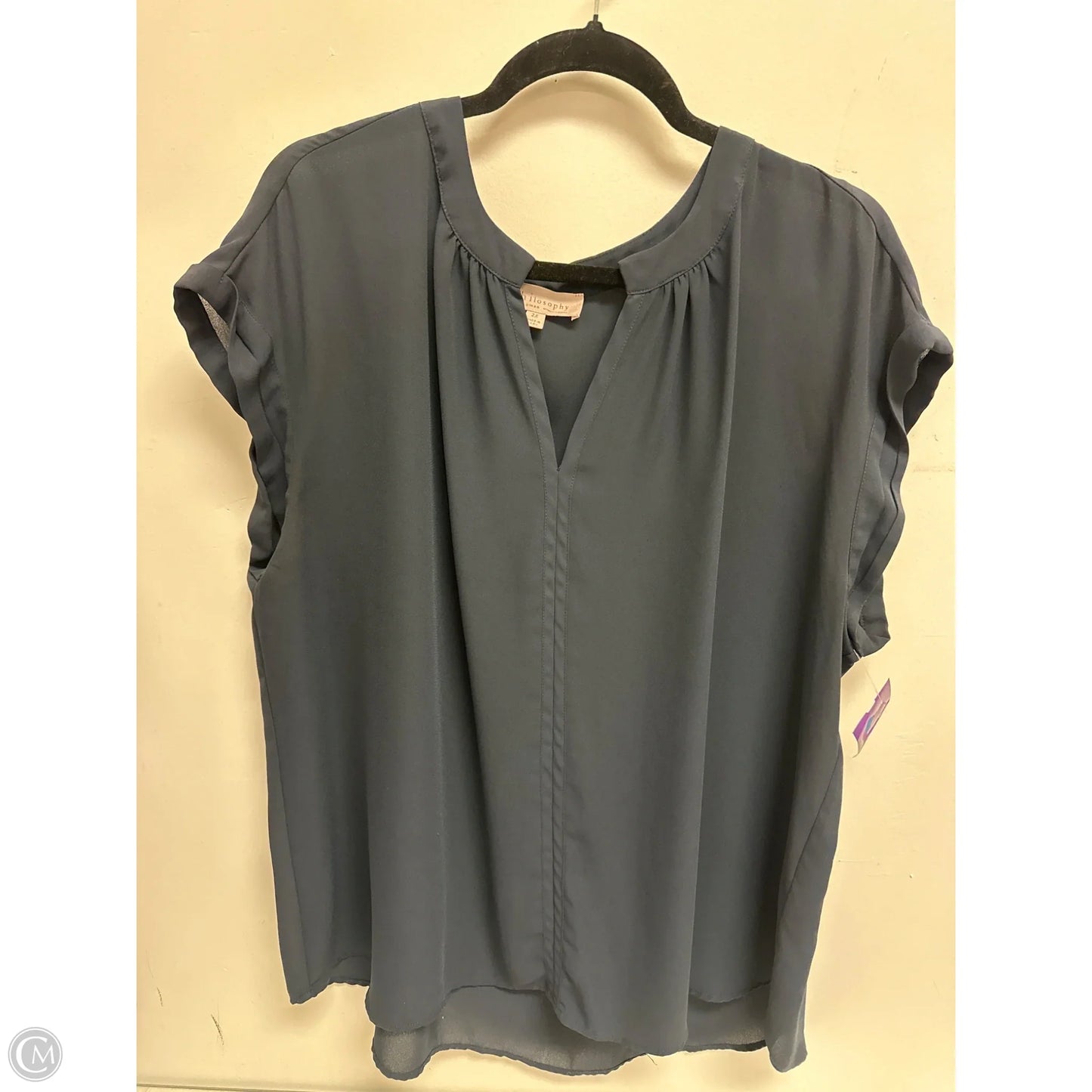 Top Short Sleeve By Philosophy In Navy, Size: 2x