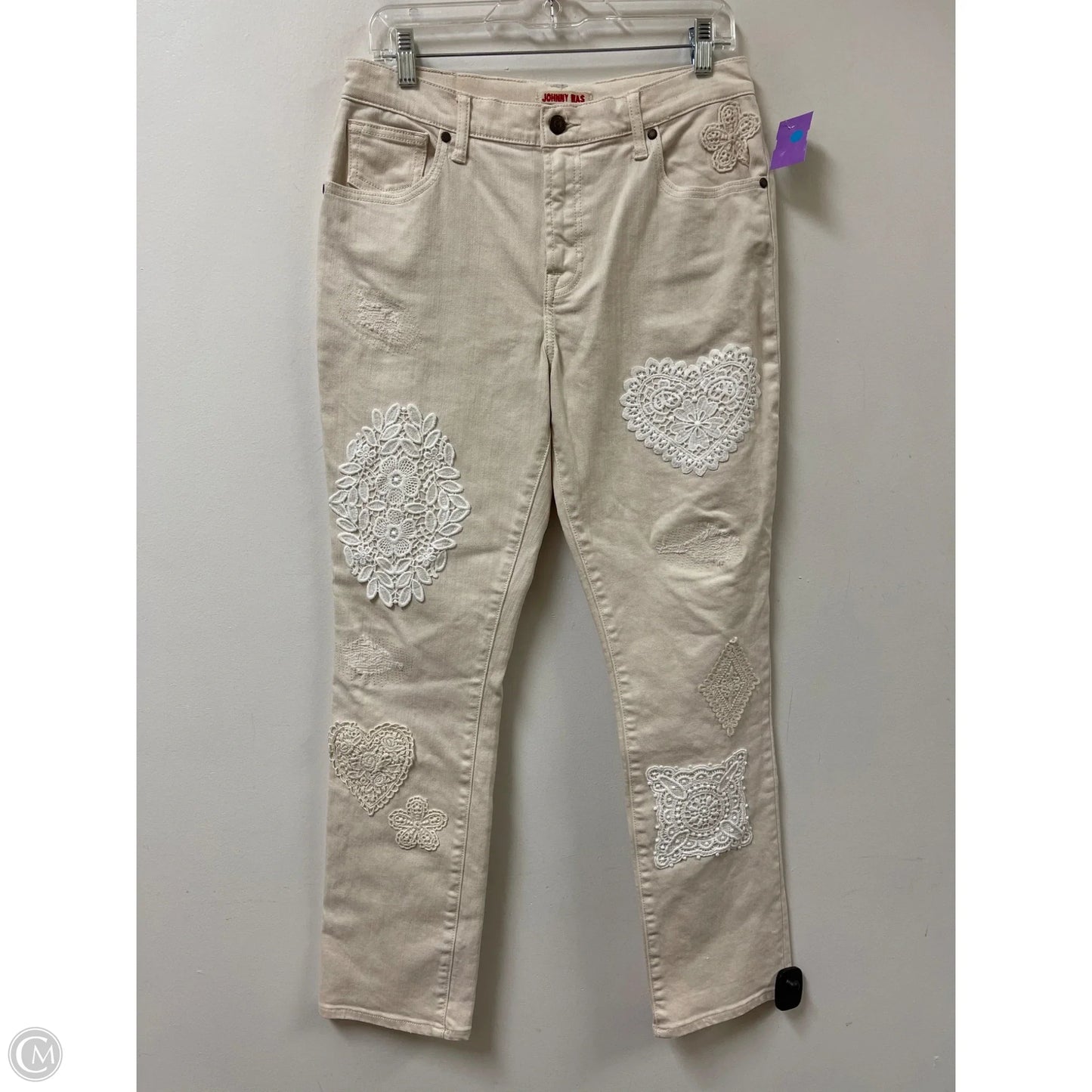 Jeans Straight By Johnny Was In Cream, Size: 8