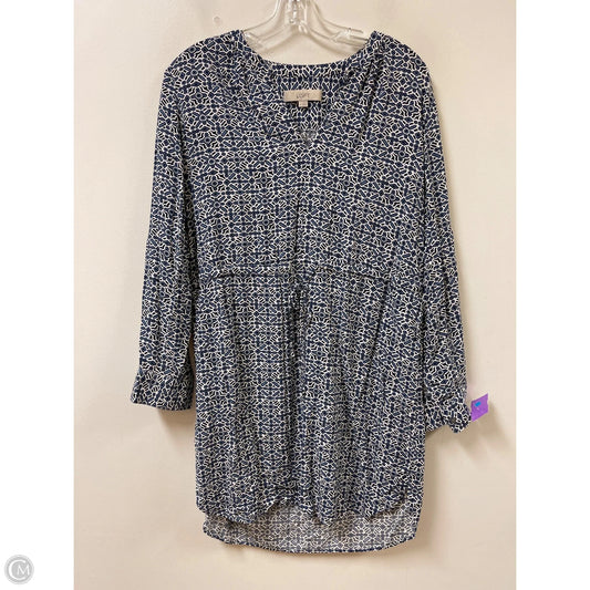 Dress Casual Midi By Loft In Blue & White, Size: M