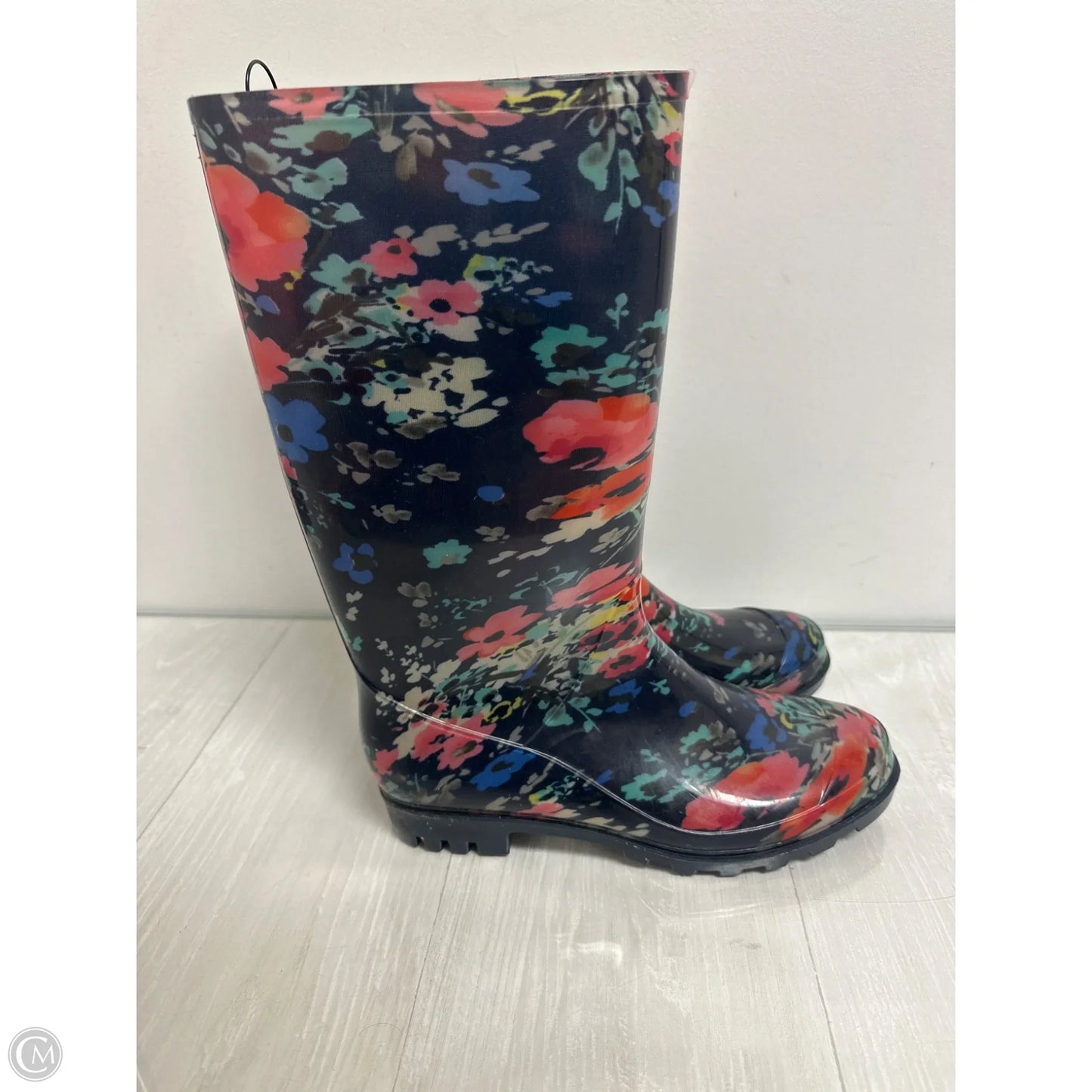 Boots Rain By Justin In Floral Print, Size: 10