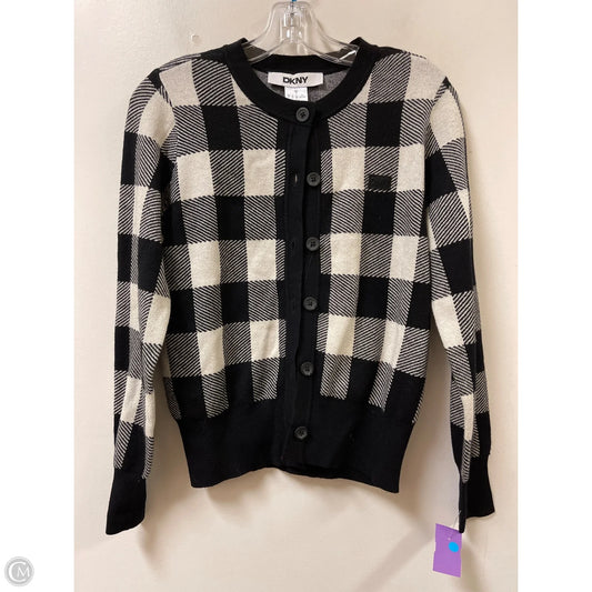 Sweater Cardigan By Dkny In Black & White, Size: S