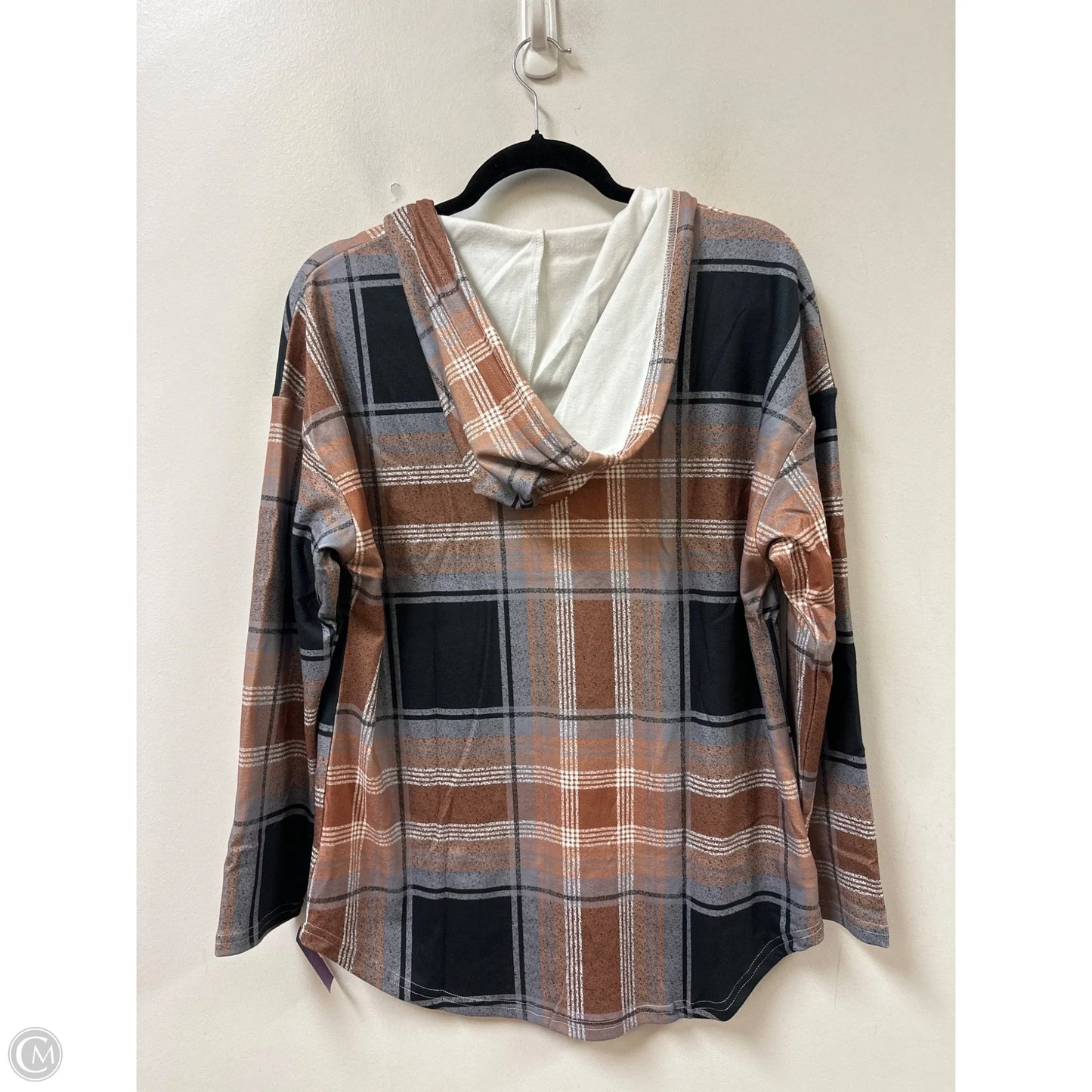 Sweatshirt Hoodie By Clothes Mentor In Plaid Pattern, Size: M