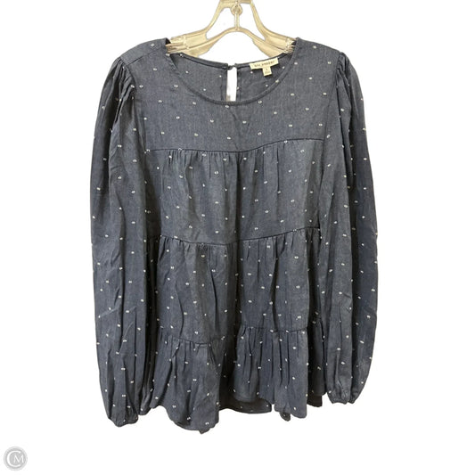 Top Long Sleeve By Blu Pepper In Navy, Size: L