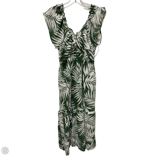 Dress Casual Midi By Sofia By Sofia Vergara In Green & White, Size: L
