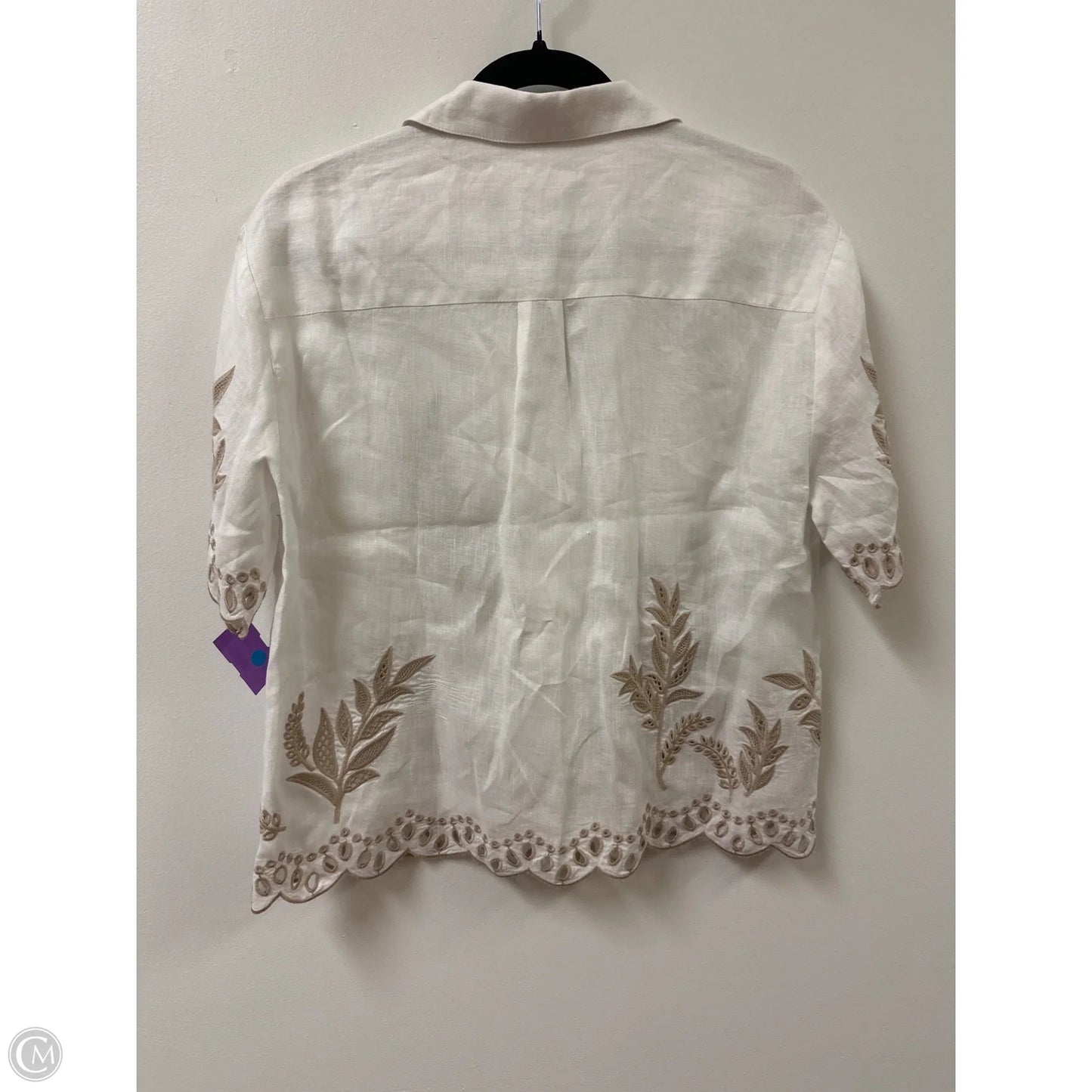Blouse Short Sleeve By Magaschoni In White, Size: S