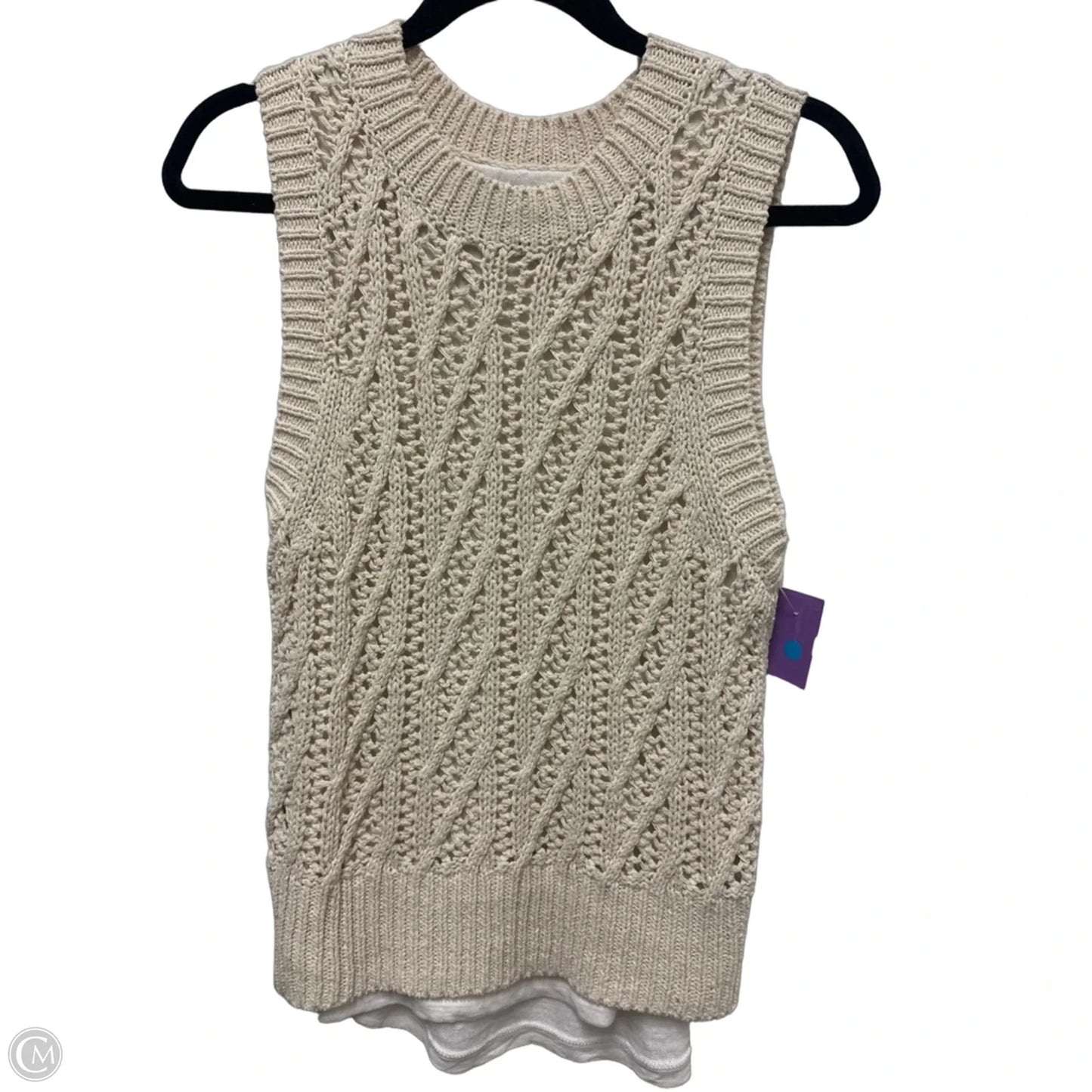 Sweater Short Sleeve By Cma In Cream, Size: Xs