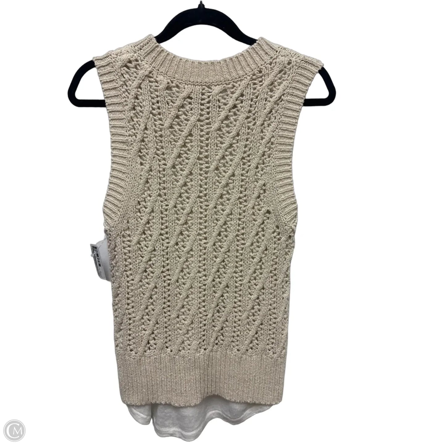 Sweater Short Sleeve By Cma In Cream, Size: Xs