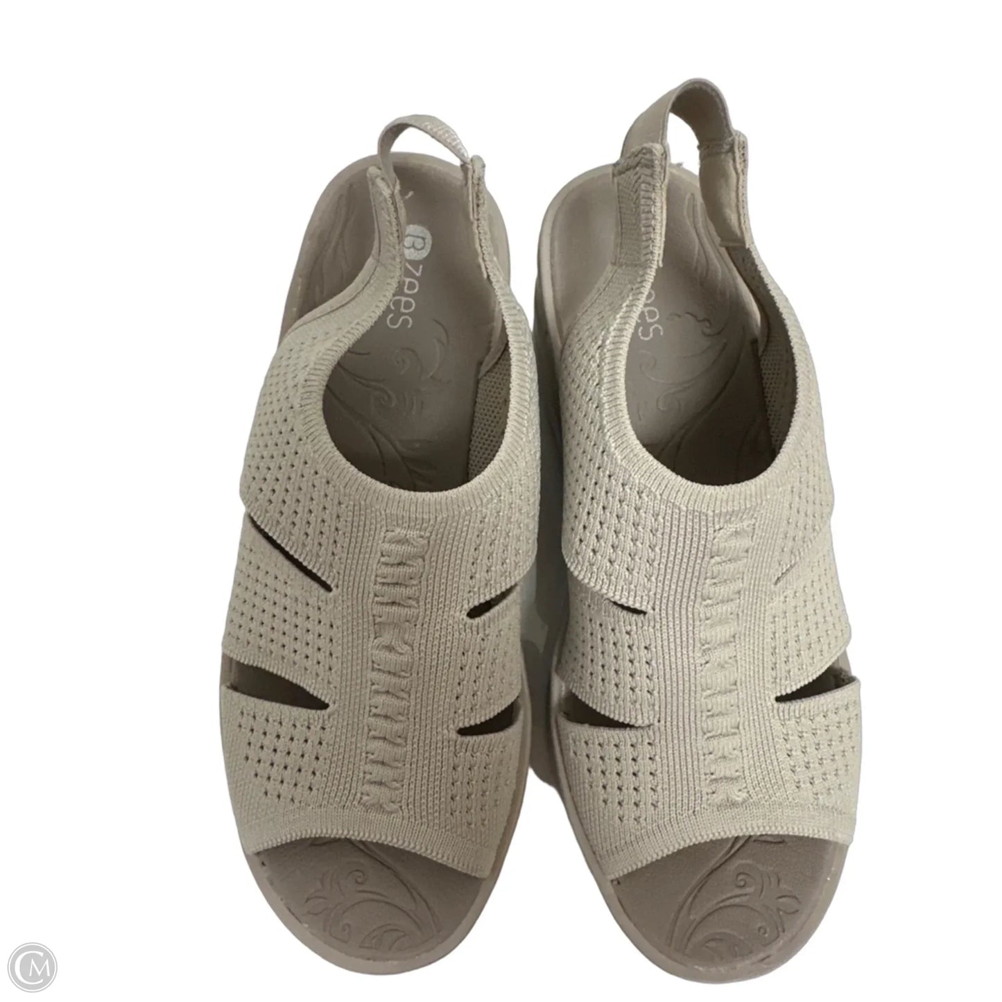 Sandals Heels Wedge By Bzees In Cream, Size: 7.5