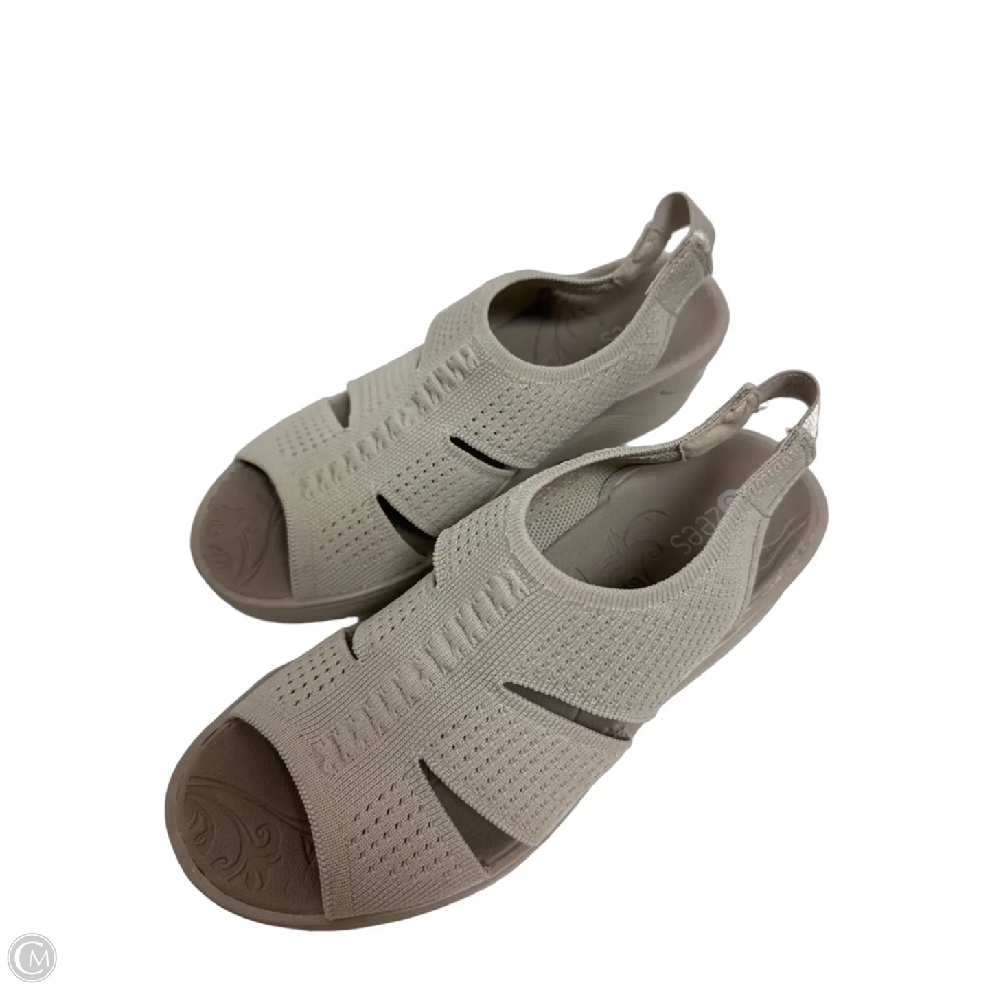 Sandals Heels Wedge By Bzees In Cream, Size: 7.5