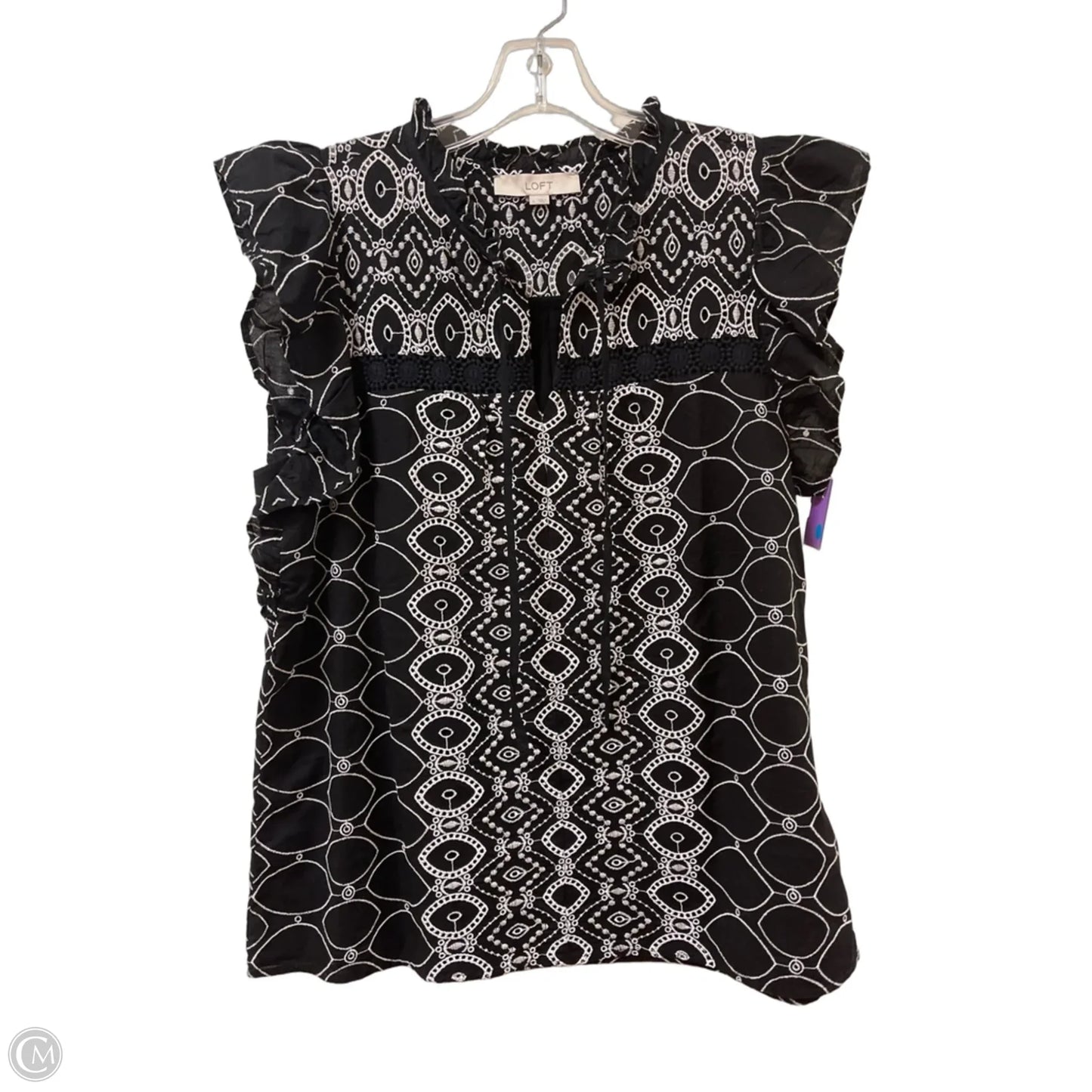 Top Short Sleeve By Loft In Black, Size: L