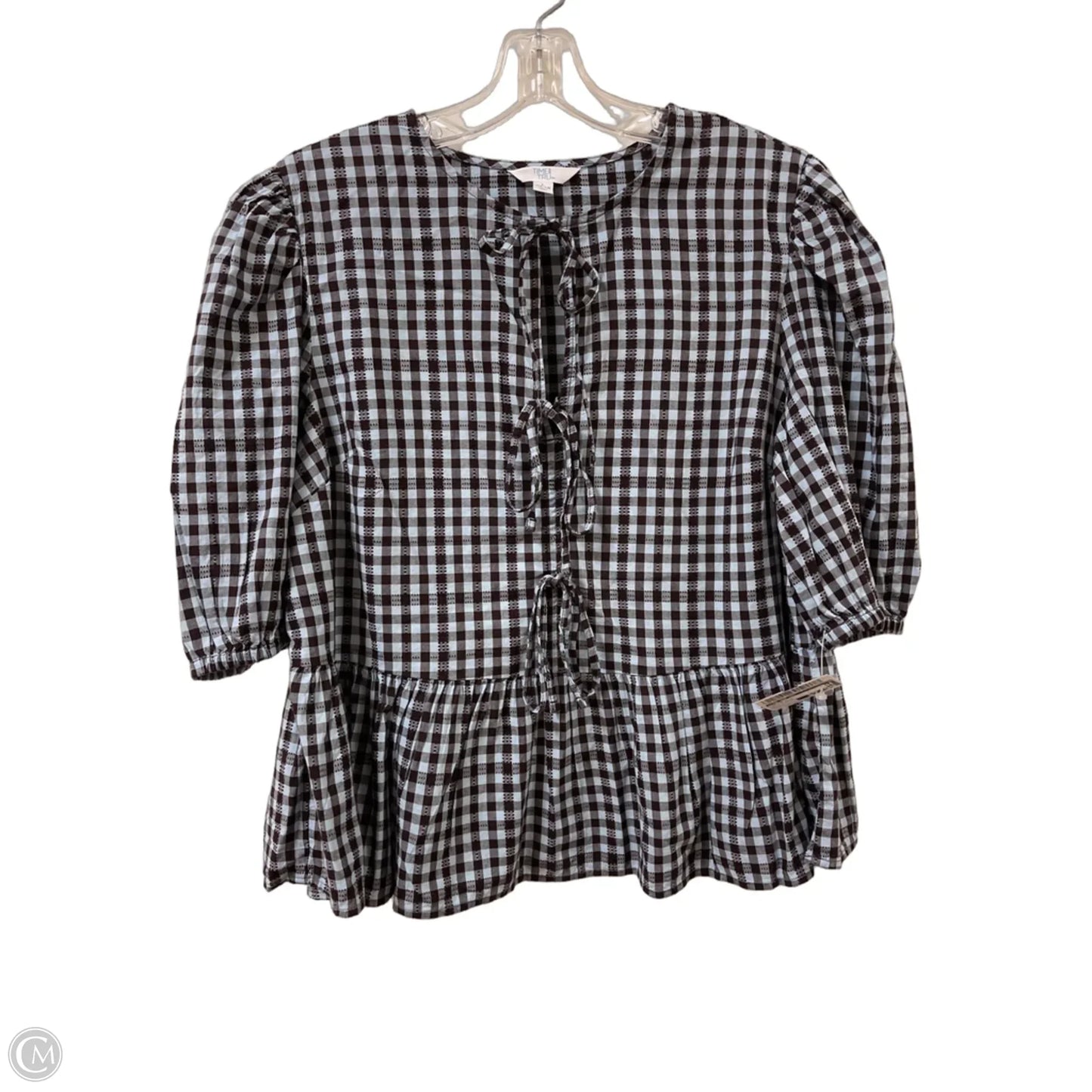 Top Short Sleeve By Time And Tru In Blue & Brown, Size: L