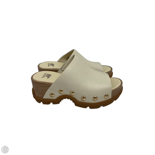 Sandals Heels Block By Sorel In Cream, Size: 8