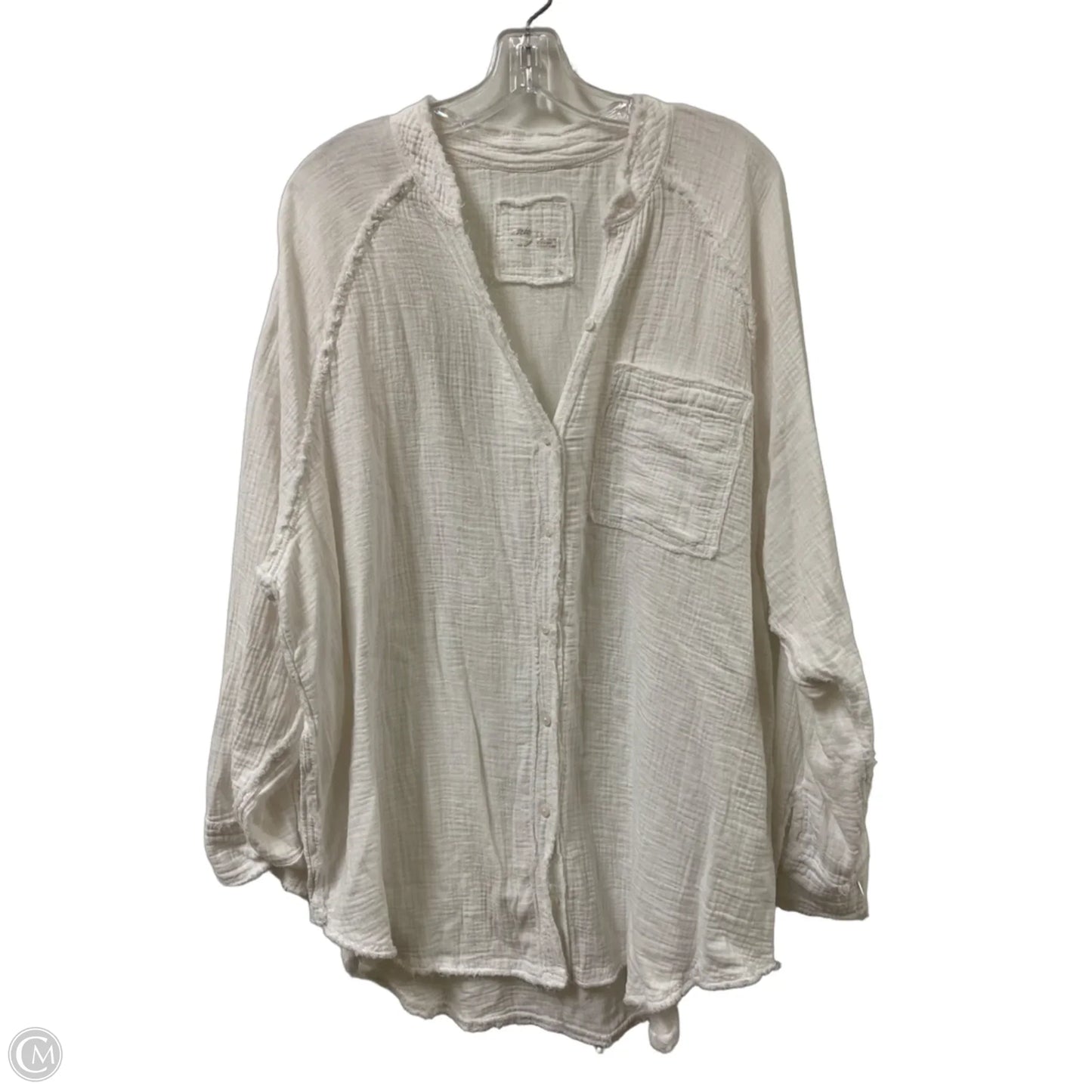 Blouse Long Sleeve By Aerie In White, Size: L