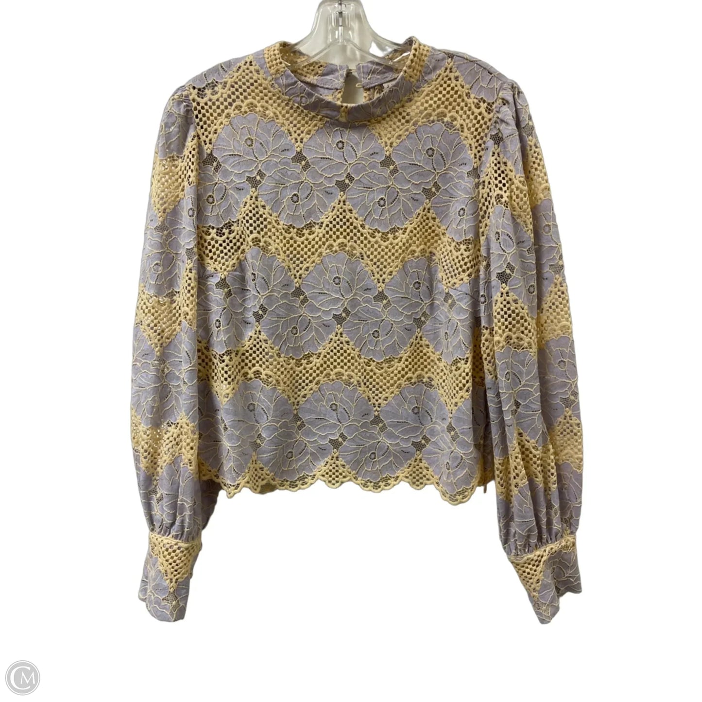 Top Long Sleeve By Dolan Left Coast In Cream & Purple, Size: M