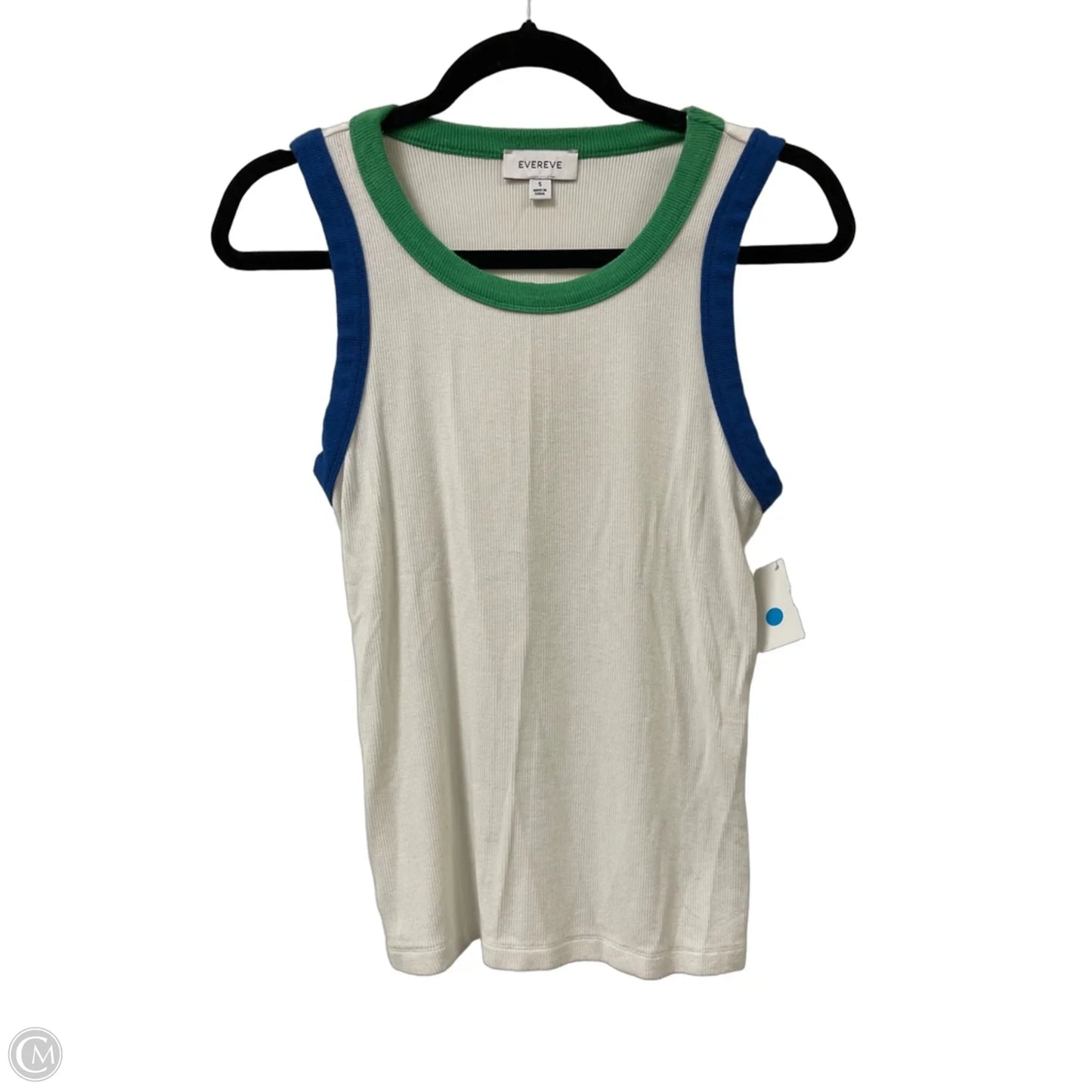 Top Sleeveless By Evereve In Green & White, Size: S