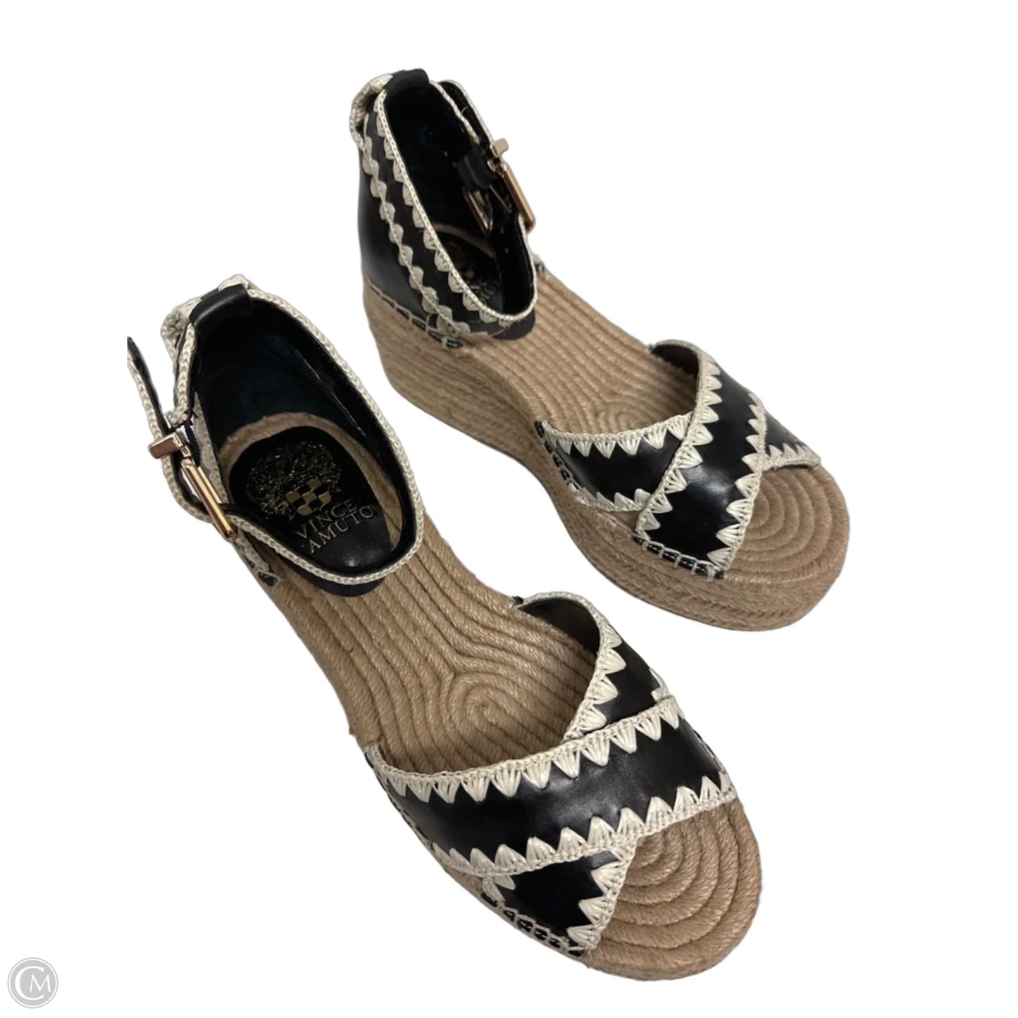 Sandals Heels Wedge By Vince Camuto In Black, Size: 9