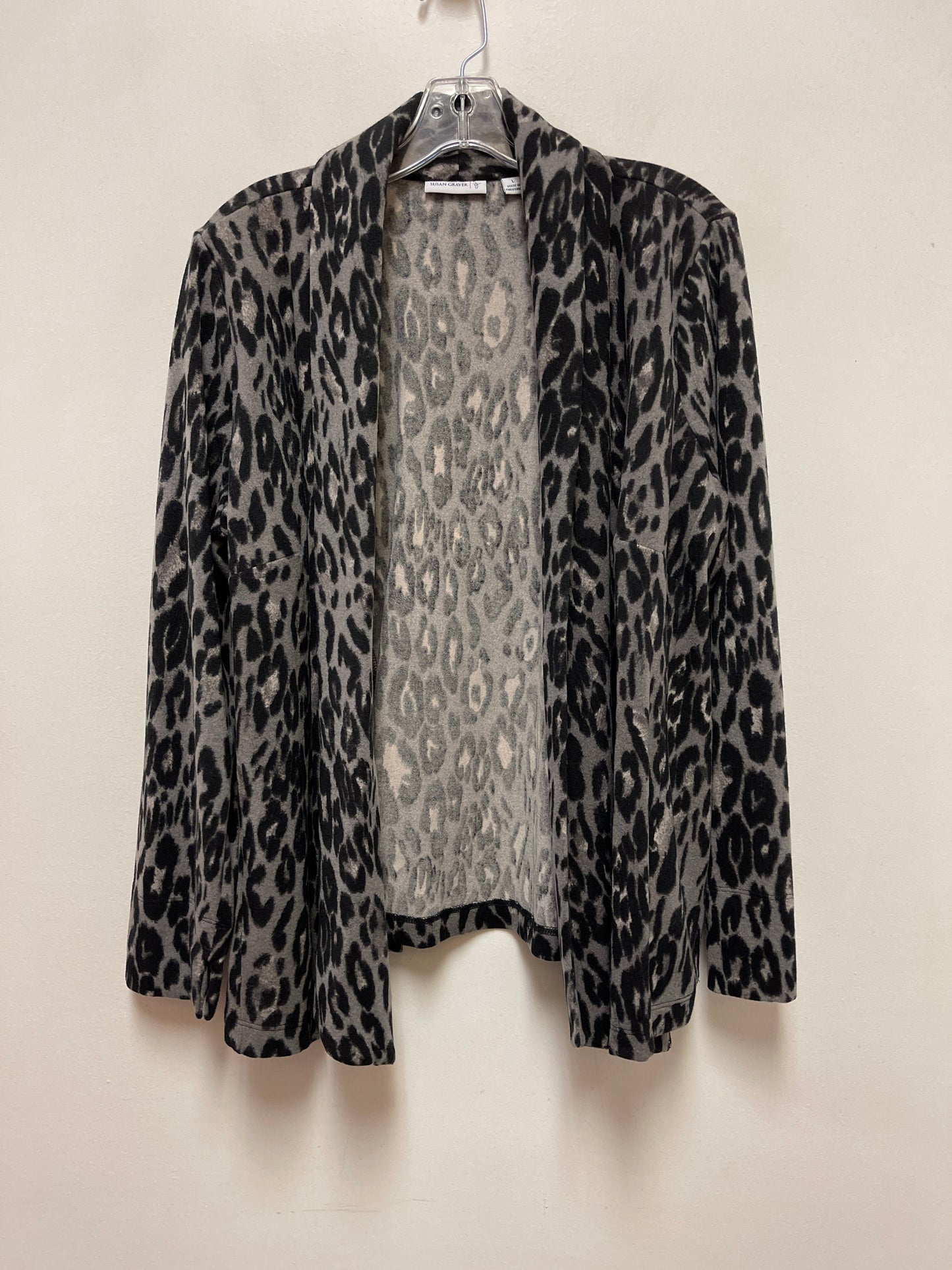 Sweater Cardigan By Susan Graver In Animal Print, Size: L