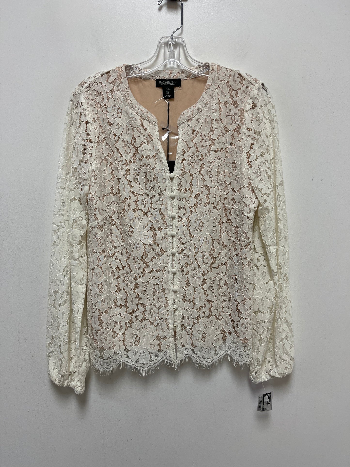 Cream Blouse Long Sleeve Rachel Zoe, Size M