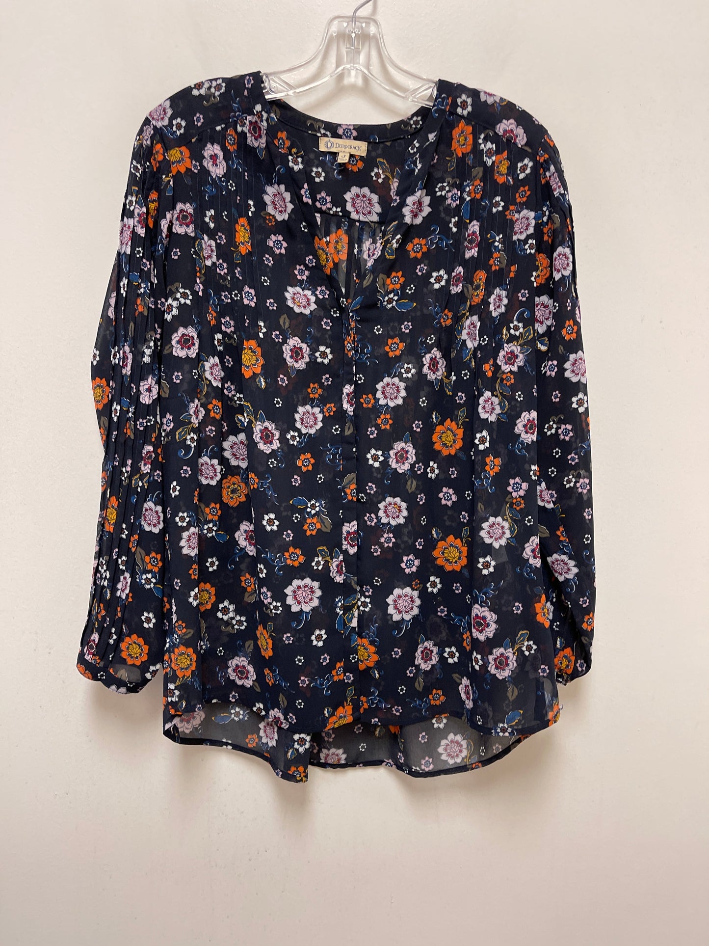 Navy Blouse Long Sleeve Democracy, Size S