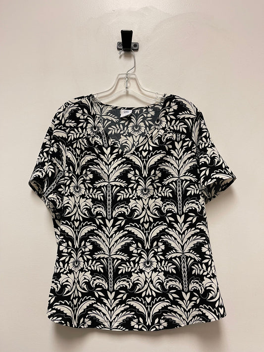 Black & Cream Top Short Sleeve Croft And Barrow, Size L