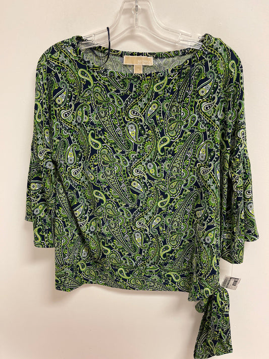 Blue & Green Top Long Sleeve Michael By Michael Kors, Size S