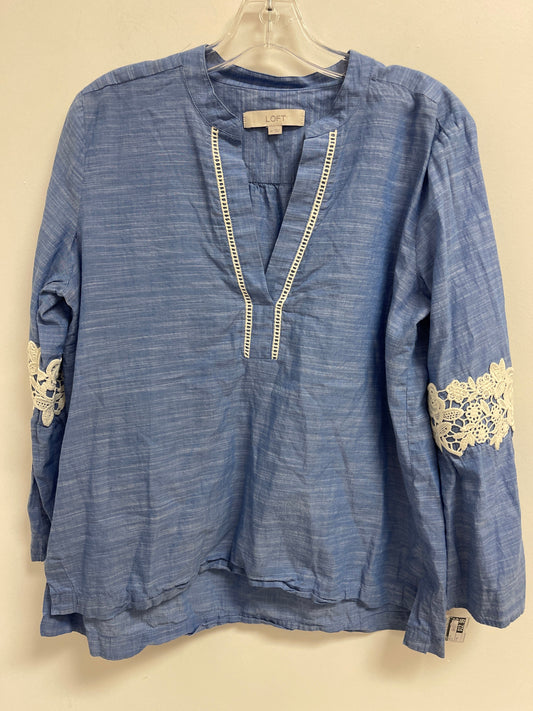 Blue Top Long Sleeve Loft, Size M