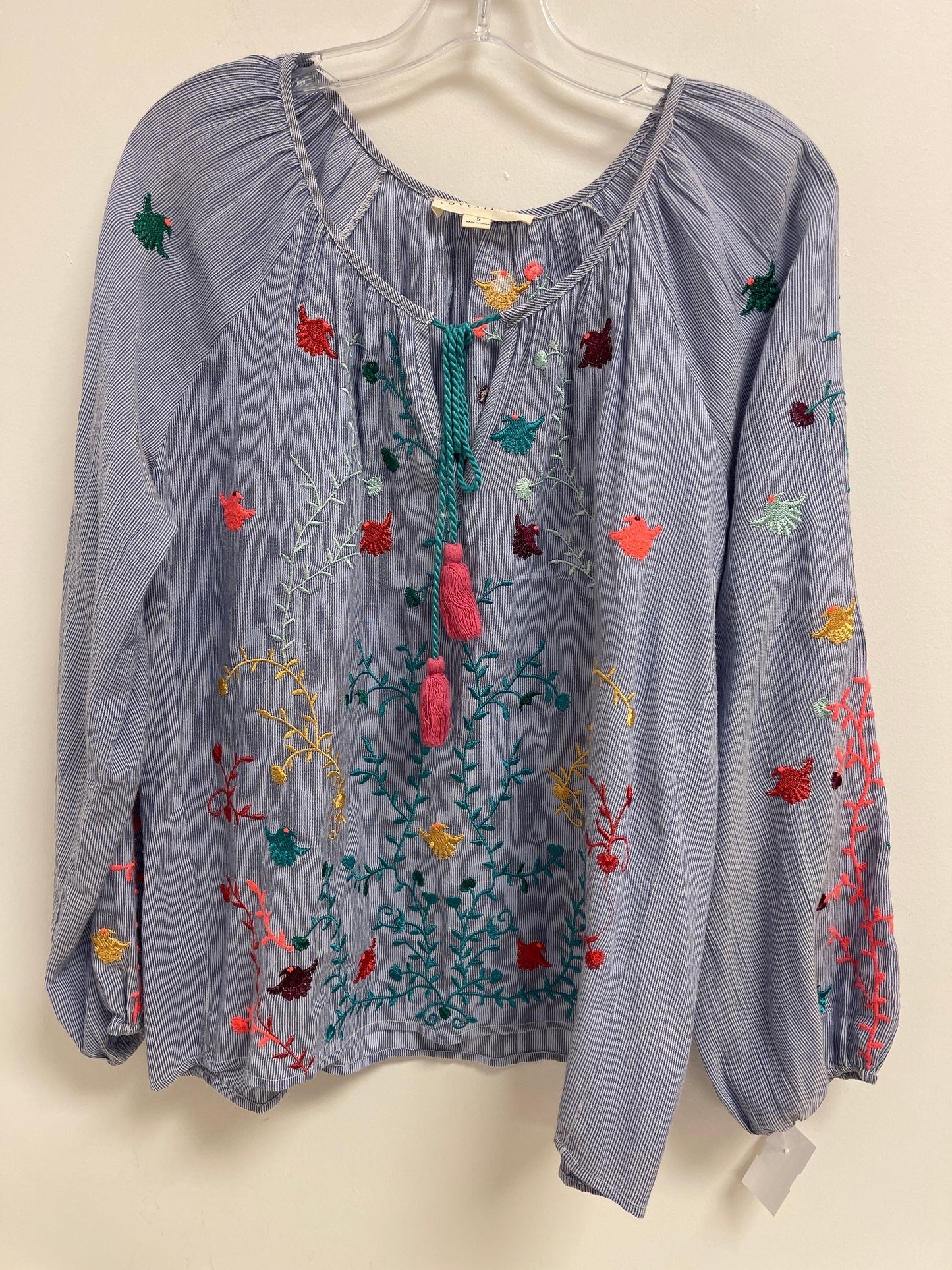 Blue Top Long Sleeve Love Stitch, Size S