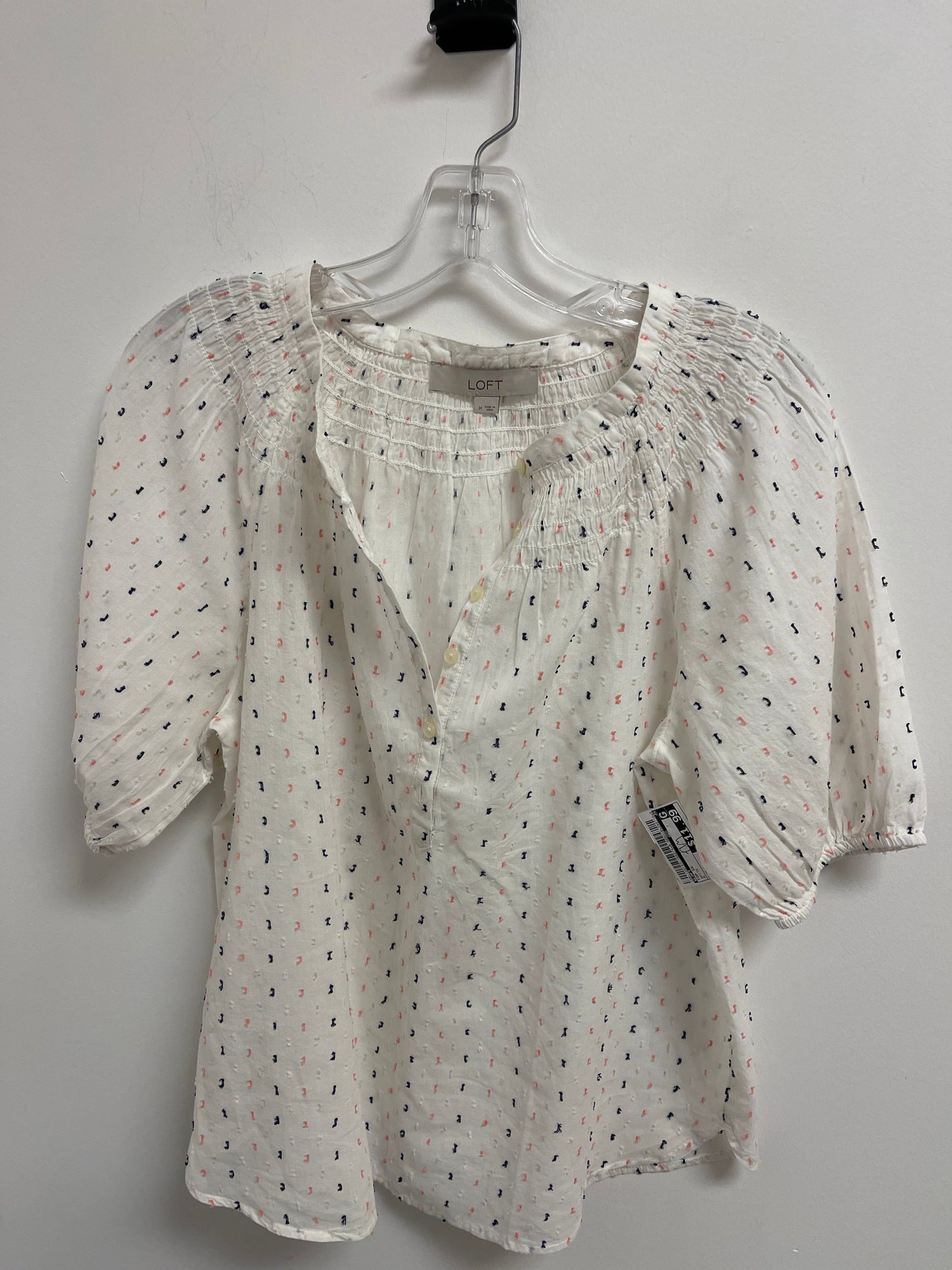 White Top Short Sleeve Loft, Size M